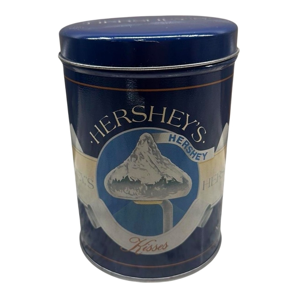 1989 Hershey's Kisses Round Blue Advertising Collectors Tin